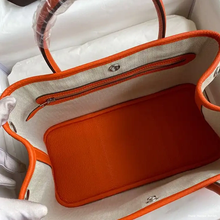 Affordable Orange Hardware Hermes Canvas Palladium In Party Garden Bag 0506
